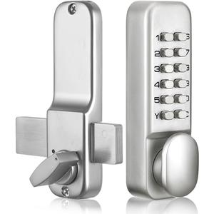 Keyless Gate Locks for Outdoor Fence, Mechanical Keypad Lock, Smart Lock for Outdoor Gate, Patio, Garage, Backyard, Bidirectional Install, Weatherproof Zinc Alloy (Silver)