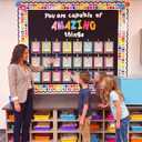 54 Pcs Student Work Display Bulletin Board Sets Crayon Classroom Decoration Crayon Work Cutouts with Clip Names Display Classroom Wall Decor for Teachers Back to School Elementary Supplies Homeschool