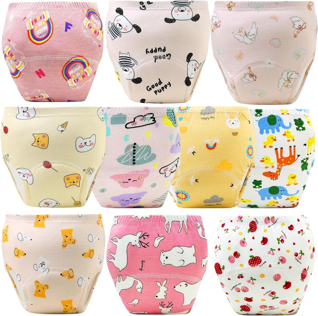 Upairy Training Pants for Boys Girls,Toddler Potty Training Underwear,Leakproof Reusable Kid Confident Panties,Children's Potty Underwear 100% Cotton for 2T-6T(10PCS,M)