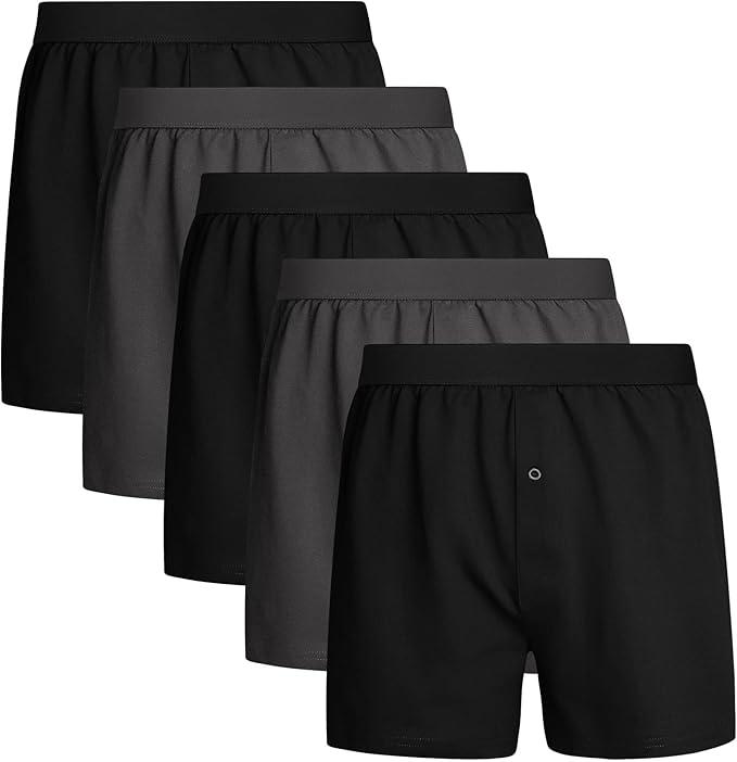 Natural Feelings Men's Cotton Knitting Boxer Shorts Plain Mens Black Boxers Shorts, Size L