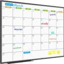 JILoffice Dry Erase Calendar Whiteboard 48 X 36 Inch - Magnetic White Board Calendar Monthly, Black Aluminum Frame Wall Mounted Board for Office Home and School