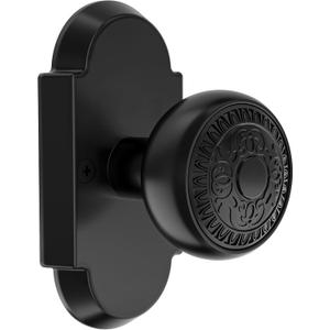 Matte Black Passage Door Knob, Zinc Alloy Interior Door Knob, Vintage Style Door Knobs for Hall and Closet, 1 Pack