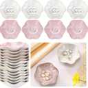 8 Pcs Ceramic Trinket Dish Lotus Leaf Jewelry Tray Small Ring Dish for Earrings, Rings, Jewelry Holder, Key Bowl(White,Pink)