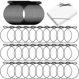 Berlune 120 Pcs Elastic Bows for Gifts Boxes Stretch Loops with Pre Tied Bows 20 Inches from Elastic Ribbon Cord Ribbon Gift Ribbon String Craft Bags(Black)