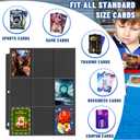 Trading Card Binder Sleeves, Baseball Holder Fit for Standard Size Sport Cards, 3 Ring Binder (Black) (100PCS)