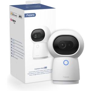 Aqara 2K Security Indoor Camera Hub G3, AI Facial and Gesture Recognition, Infrared Remote Control, 360 Viewing Angle via Pan and Tilt, Works with Alexa, HomeKit Secure Video, Google Assistant, IFTTT