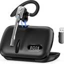 Bluetooth Headset, Wireless Bluetooth Earpiece with Dual-Mic & Noise Canceling, Single Ear Headset with Mute for Business, Remote Work, V5.3 Hand-Free headset for iOS Android Cell Phone (Gunmetal)