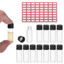 PATIKIL 2ml Clear Glass Vials, 12 Pack Sample Vials with Screw Cap Reagent Media Bottle with Labels Leak-Proof Liquid Sample Glass Vial for Lab Laboratory