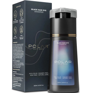 Polar Haircare -  Black  Hair Dye Shampoo for Women and Men - Shampoo Hair Dye for Gray Hair, Semi-Permanent Hair Color Kit, Lasting Natural Coloring Formula, Quick Application Skin-Safe 6.76 Fl Oz