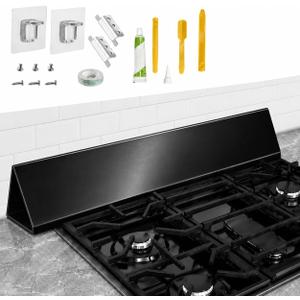 Yuleimy 30 Slide-In Range Rear Gap Filler Kit, Universal 3-Sided Stove Gap Cover Between Cooktop and Wall, Aluminum Cooktop Trim Kit for Behind Stove Gap, Range Rear Gap Filler Strip, Black