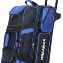 Premium 3 Ball Roller Bowling Bag with Wheels, Large Shoes Pocket, 15‘’ x 9.5'' x 40''