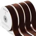 40 Yd Brown Velvet Ribbon for Gift Wrapping 1" Wide Dark Brown Velvet Ribbon for Christmas Tree and Wreath Decoration, Elegant Gift Wrapping, Bow Making, Valentine's & Wedding Crafts（4 Rolls x 10 Yds）
