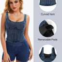 Denim Corset Top for Women Going Out Jean Crop Tank Tops Trendy Sleeveless Slim Fit Workout Denim Bustier (Large, Light Blue)