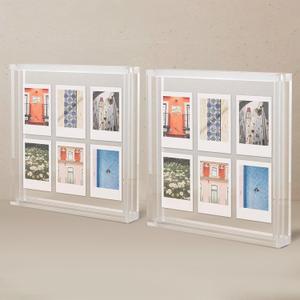 Elil Polaroid Frame for Fujifilm Instax Film - 8.3" x 7.6" Collage Picture Frame for Family Wedding - Double Glass Acrylic Frame Set of 2