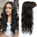 Hair Toppers for Women, 20 Inch Toppers Hair Pieces for Women with Thinning Hair Side Clip in Bangs 360 3D Big Coverage Base Curly Wavy (Black, 20Inch Middle bangs)