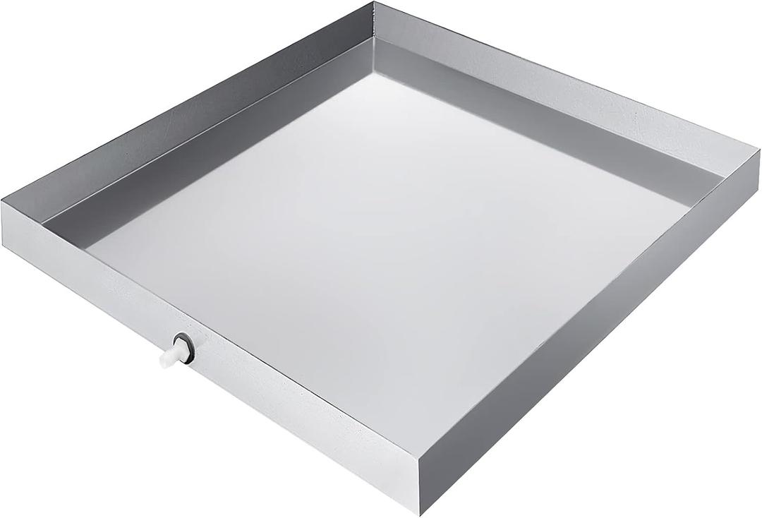 VEVOR 32 x 30 x 2.5 Inch Washing Machine Pan 18 GA Thickness 304 Stainless Steel Heavy Duty Compact Washer Drip Tray with Drain Hole & Hose Adapter
