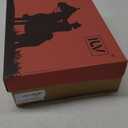 IUV Cowboy Boots For Women Square Toe Wide Western Boots Mid Calf Cowgirl Boots Pull On Fashion Embroidered Cowboy Boots 8.5