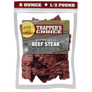 Old Trapper, Trapper’s Choice Kippered Steak, Old-Fashioned Flavor, Eight-Ounce Individual Package, Savory Steak Pieces, 10 Grams of Protein and 70 Calories per Serving (Pack of One) (EXP 08/13/27)