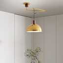 Aeyee Industrial Pendant Light Fixture, Swing Arm Hanging Light, Adjustable Dome Ceiling Pendant Light for Dining Room Living Room in Brass