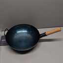 YOSUKATA 14 Round Bottom Carbon Steel Wok Pan Blue Pre-Seasoned Pow Wok for Stir Fry, BBQ & Camping Traditional Japanese & Chinese Cookware Compatible with Gas Stoves & Open Fire Only