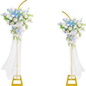 Wedding Arch Stand Flower 7.58FT Half Arch Stand with Base for Flowers, Portable Gold Metal Balloons Ceremony Decor - Reusable Wedding Arches for Decorations