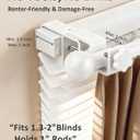 Over Blinds Curtain Rod Brackets for Outside Mounted, No-Drill Blinds Curtain Rod Holders for 1.3-2" Rectangular Headrails, Tool-Free & No Wall Damage, Apartment & Renter Friendly (Set of 3, White)