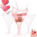 Liacere 24 Pack Pink Plastic Martini Glasses 6.25oz Disposable Cocktail Glasses Margarita Glasses Plastic Cocktail Glasses Perfect for Wedding & Party & Birthday & Mother's Day & Valentines Day