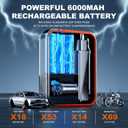 MENGJINGO Tire Inflator Portable Air Compressor, 2X Faster Inflation Cordless Air Pump for Car Tires, 6000mAh Auto Pump with Digital Pressure Gauge, Electric Pump for Car, Motorcycle, Bicycle, Balls