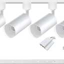 GU10 LED Track Lighting Kit, No Bulbs 10W Track Light Heads with 3.28FT H Track Light Rail 4PCS Ceiling Spotlight Fixture for GU10 Bulb, Bulbs Excluded (4 Heads Kit, White)