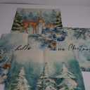 Teal Deer Christmas Throw Pillow Covers Set of 4, 18 x 18 inch Winter Xmas Decorative Cushion Covers for Sofa Couch