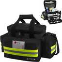 REDCUBE Emergency Bag, First Aid Bags Empty, Professional Emergency Responder Trauma Bag Medical Bag with Multiple Compartment Kit Carrier for EMT, EMS, Paramedics(Black)(Bag only)