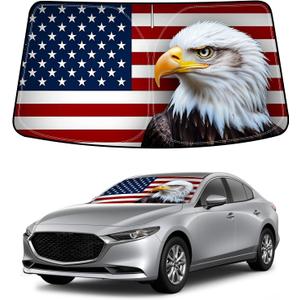 Bestview American Eagle Flag Windshield Sun Shade for Mazda 3 2019-2024,Custom Fit Foldable Front Window Sunshade Sun Visor Accessories Protector Block UV Rays Heat, Keep Your Car Cooler Bestview American Eagle Flag Windshield Sun Shade for Mazda 3 2019-2024,Custom Fit Foldable Front Window Sunshade Sun Visor Accessories Protector Block UV Rays Heat, Keep Your Car Cooler