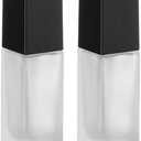2 Pack 20ml/0.7oz Empty Frosted Glass Foundation Bottle, Travel Refillable Square Lotion Pump Bottles for Essential Oils Cream Cosmetic Foundation Emulsion