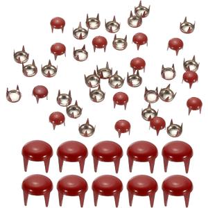 PATIKIL 6mm Metal Studs Spots 100Pcs Round Dome Claw Beads Nailhead Rivets Spike Studs for Leather Craft Clothes Belt Bag Shoes, Red