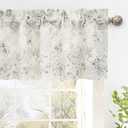 DriftAway Floral Pencil Sketch Lined Thermal Insulated Window Curtain Valance Rod Pocket 52 Inch 14 Inch Plus 2 Inch Header Linen Gray Soft White 1 Pack