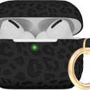 Case Compatible with AirPods Pro 3 Generation 2025 Cover with Keychain, Gawnock Engraved Leopard Skin Soft Cover for AirPods Pro 3 Case Full Protection,Front LED Visible, Black