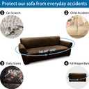 Couch Cover Leather Look 3 Seater Couch Sofa Cover 1-Piece Sofa Slipcover Stretch Furniture Protector with Elastic Bottom & Pockets(Sofa, Dark Brown)