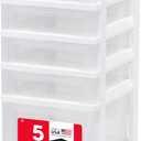IRIS USA Craft Plastic Organizers and Storage, Rolling Storage Cart for Classroom Supplies, Storage Organizer for Art Supplies, Drawer Top Organizer for Small Parts, 5 Drawers, White/Clear