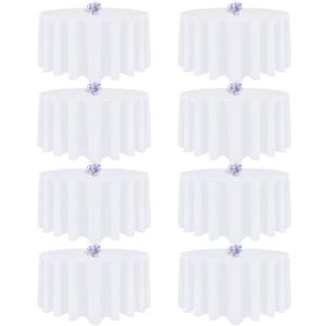 8 Pack White Round Tablecloth 120 Inch Round Table Cloth, Wrinkle Resistant and Washable Tablecloth Polyester Fabric Table Cloth Round Cover for Dining Wedding Banquet Party