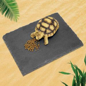 Reptile Basking Platform Tortoise Bearded Dragon Lizard Original Rock Slab,Easy to Grind The Nails,with Non-Slip mats,Natural Food Bowl,Moisturizing Effect (Small)