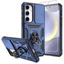 for Galaxy S25 Plus Case,Samsung Galaxy S24 Plus Case,with Screen Protectors and Camera Cover,[Military Grade] 16ft.Drop Tested Cover with Magnetic Kickstand, Blue