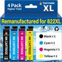 TOKYOINK 822XL Ink Cartridges Combo Pack Remanufactured Replacement for Epson 822 Ink Cartridge T822XL for Workforce Pro WF-3820 WF-3823 WF-4820 WF-4830 WF-4833 WF-4834 Printers Ink (4 Pack)