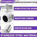 Stainless Steel Barbed Hose Fittings, 1" Hose Barb to 1" Male NPT Home Brew Fitting Water Fuel Air, Hose Barb Fittings Air Hose Repair Kit, Barbed Adapter with Hose Clamp, 9PCS