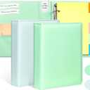 2 Pack Mini Size 3 Ring Binder 1 inch Rings 5 Colors Dividers Pu Leather Binders 5.5" X 8.5" Holds 200 Sheets Paper Three Ring Binder DRing with Pen Loop 1 Pockets School Office (Green&Blue)