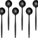 5.1 Inch Coffee & Tea Spoons,6-Piece Black Stainless Steel Dessert Spoons For Cafe,Black Espresso Spoon,Cute Small Demitasse Spoon