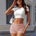 FOMELY Ruffle Shorts Lace Bloomer Shorts with Bow Summer Mini Sexy Bloomers for Women (S)