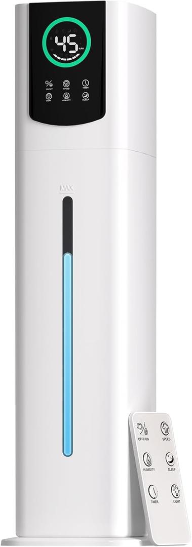 AreShark 2.4 Gal/9L Humidifier for Bedroom, Large Room 500ft, Cool Mist Air Humidifiers with 75H Runtime, Humidity Setting, Easy to Clean, Top Fill, 30dB Quiet, for Plants, Adults, Nursery, Kids (White)