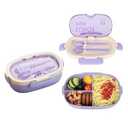 SAYAPE Bento Box Kids Lunch Box with Spoon & Fork - 28oz, 3 Compartment Sandwich Containers Travel Snack Boxes, Microwave/ Dishwasher Safe, BPA Free Meal Prep Food Storage Containers - Lavender