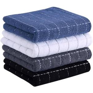 100% Cotton Terry Kitchen Towels(Multiple Color, 13 x 28 inches), Checkered Designed, Soft and Super Absorbent Dish Towels, 8 Pack