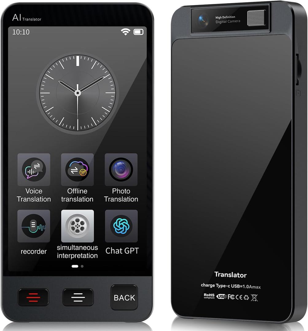 Offline Language Translator Device, M80 ChatGPT Instant Translator No WiFi Needed, 142 Languages Two Way Real-Time Voice Translation, Recording&Photo AI Translator for Business Learning Travel